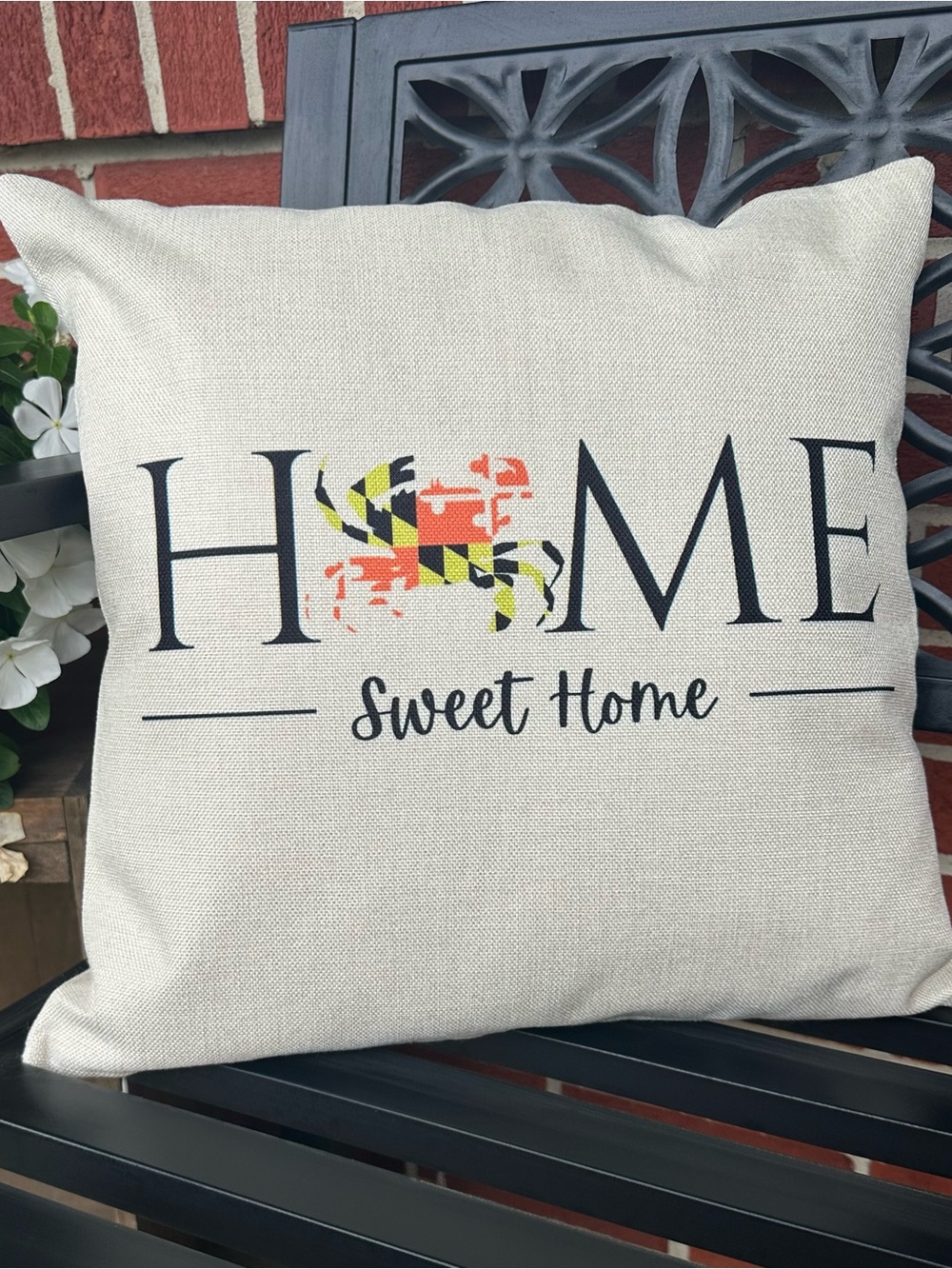 Home Sweet Home Accent Pillow - Cream with Maryland Flag Accent